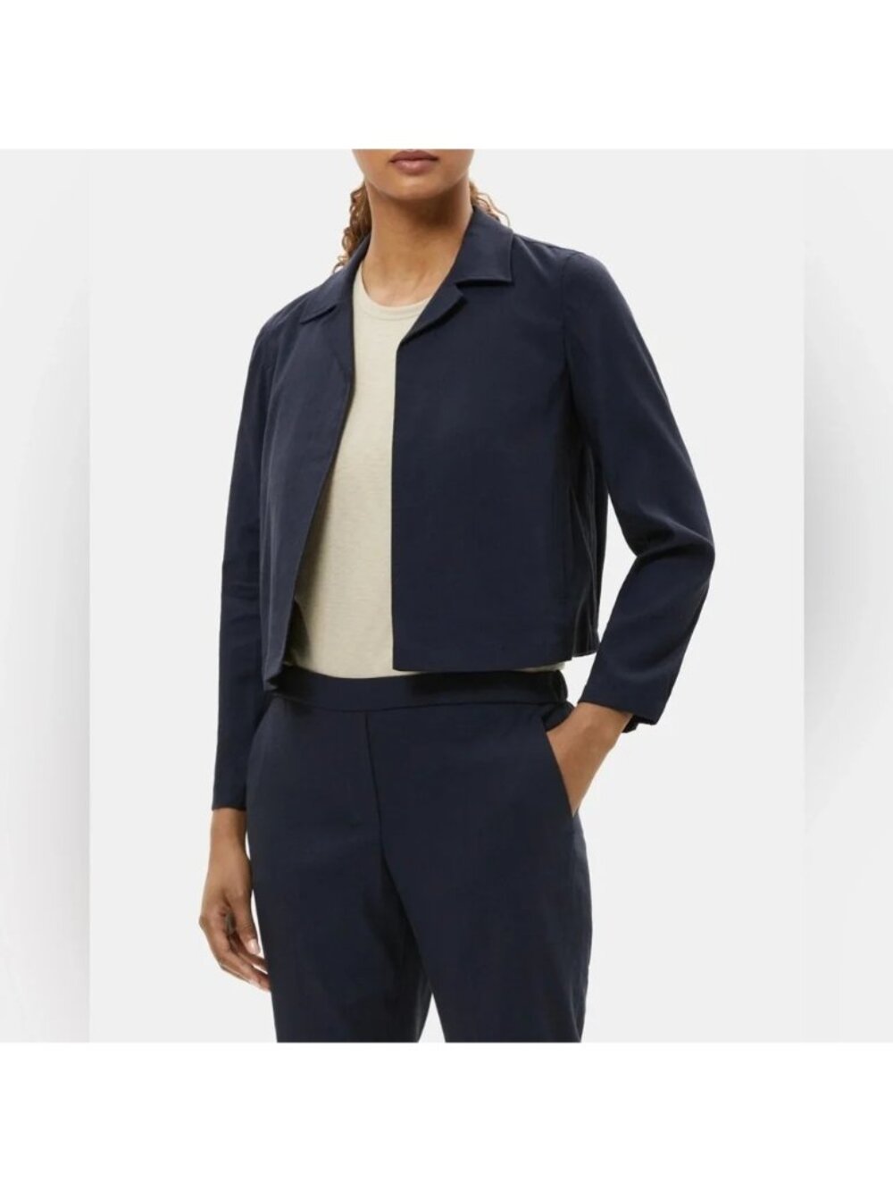 N-20. Theory Shrunken Jacket Soft Crunch Deep Navy Blue P XS
